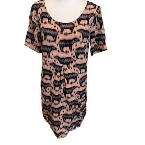 Anthropologie Maeve Dress Zola Polar Bear Size 10 Navy Pink Pockets Mini Shift